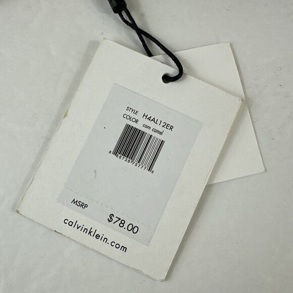 New CALVIN KLEIN Beige/Camel Leather Top Zip Wristlet Wallet Retail $78 NWT - Picture 5 of 8